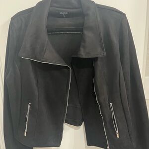 Tahari Women's Sleek Black Faux Leather Jacket